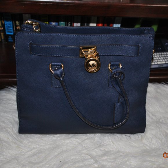 Michael Kors "Hamilton" Bag  (Navy Blue) Large - Picture 1 of 9